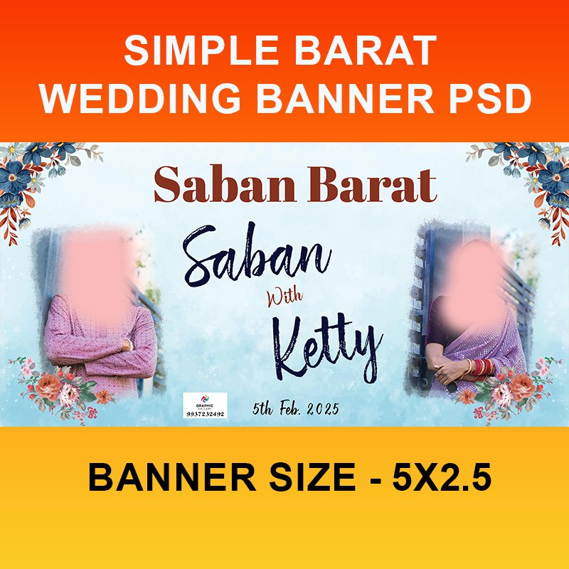 Simple barat wedding banner psd